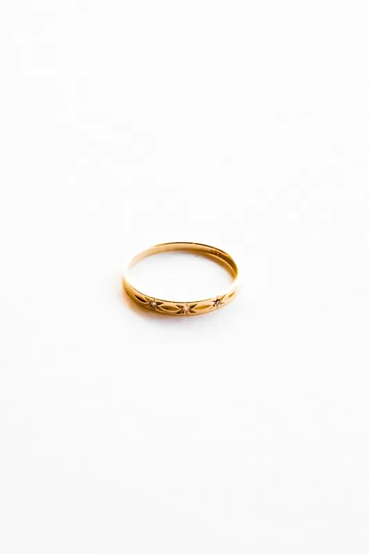 14k Triple Diamond Star Ring