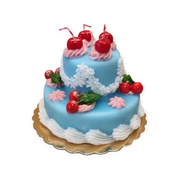 2-Tiered Light Blue Cake Candle