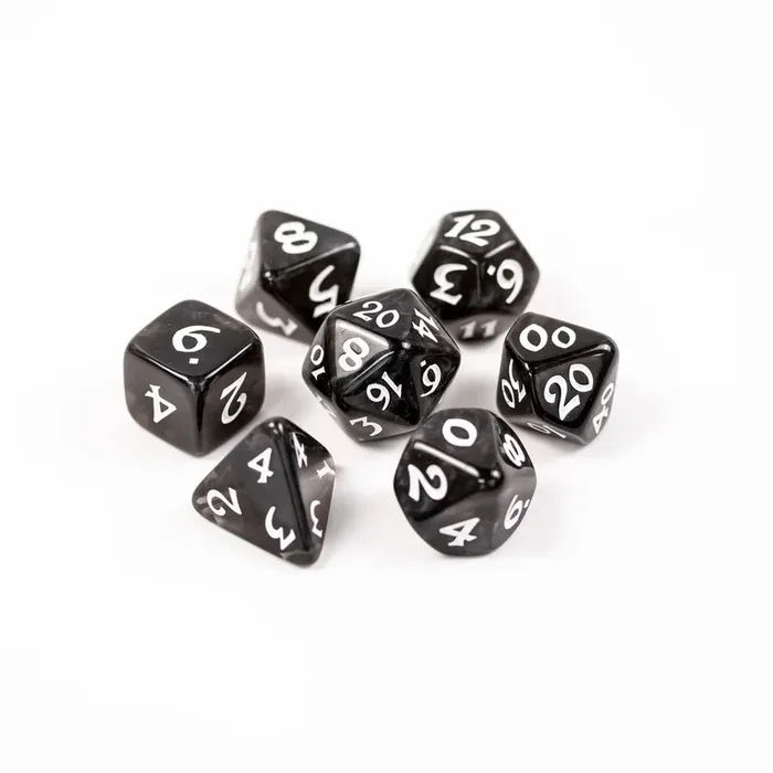7 Piece RPG Set – Elessia Essentials – Black with White