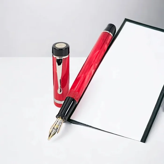 Bexley, Classic Collection – Red Marbled with 18k Gold Stub Nib