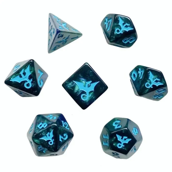 Black Oak Dice – Dragon RPG Dice Set – Sea