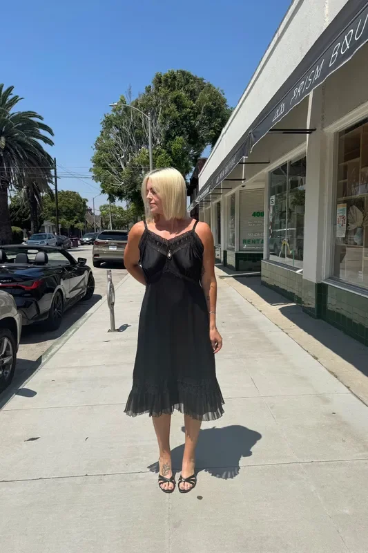 Black Ruffle Slip Dress