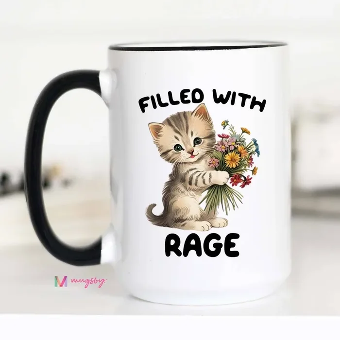 Funny Mug 11oz-Filled with Rage Kitten
