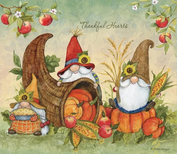 Gnomes Cornucopia & Pumpkins