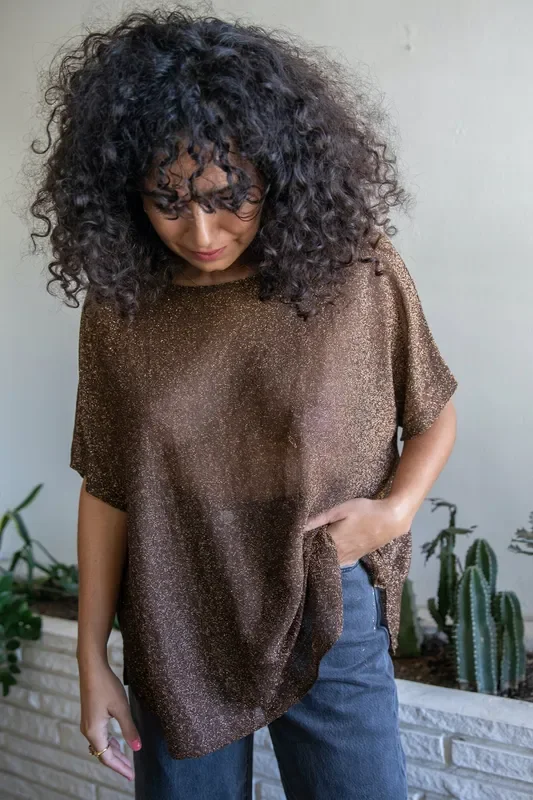 Gold Lurex Sheer Top