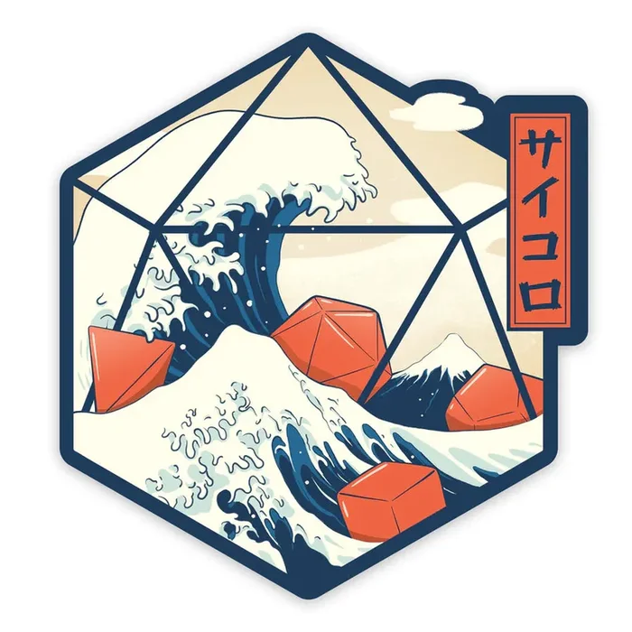 Great Wave of Dice Waterproof Die Cut Vinyl Sticker
