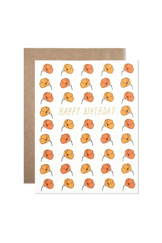 Happy Birthday California Poppy Card