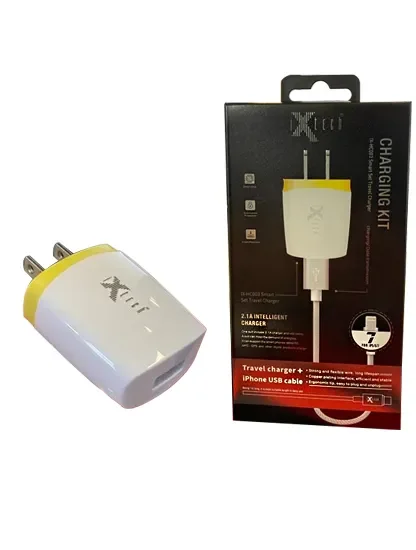 iXtech 1USB/2.1A Wall Charging Kit with 3.3ft IOS Cable