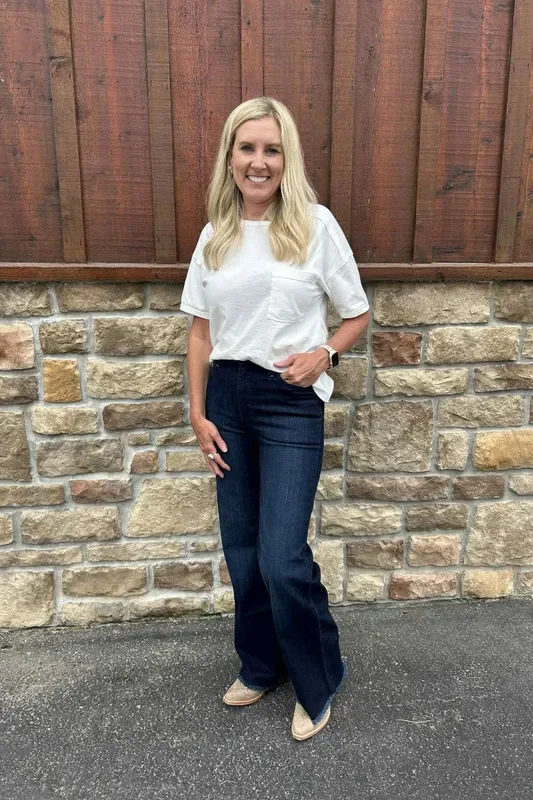 Kimes Ranch Olivia Dark Wash High Rise Wide Leg Jean