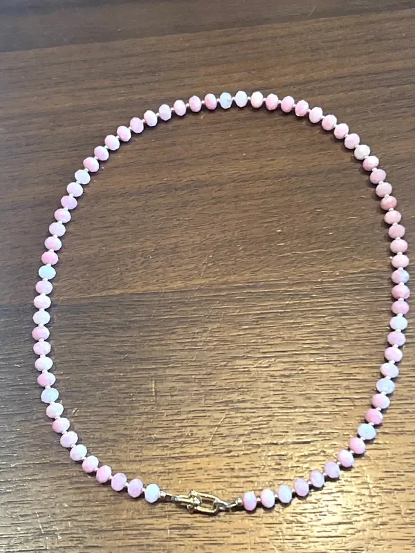 KWJ074074 Gold Necklace-Pink Morganite Beaded