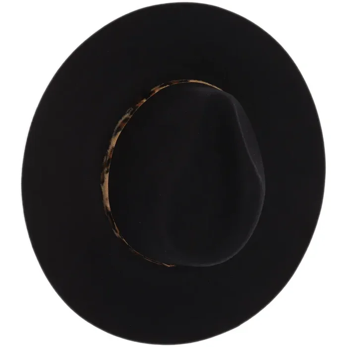 LEOPARD TRIM WOOL FELT BRIM