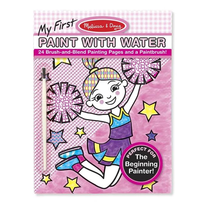 My First Paint With Water Kids’ Art Pad With Paintbrush – Cheerleaders, Flowers, Fairies, and More