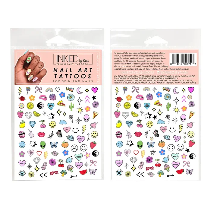 Nail Art Temporary Tattoo Pack – Color
