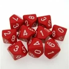 Opaque: Poly D10 Red/White (10)