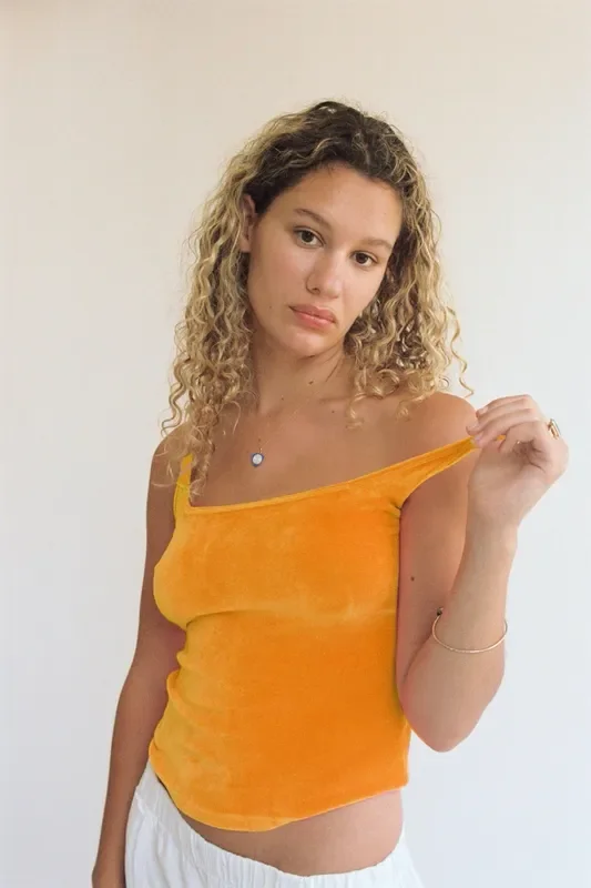 Orange Velvet Square Cami