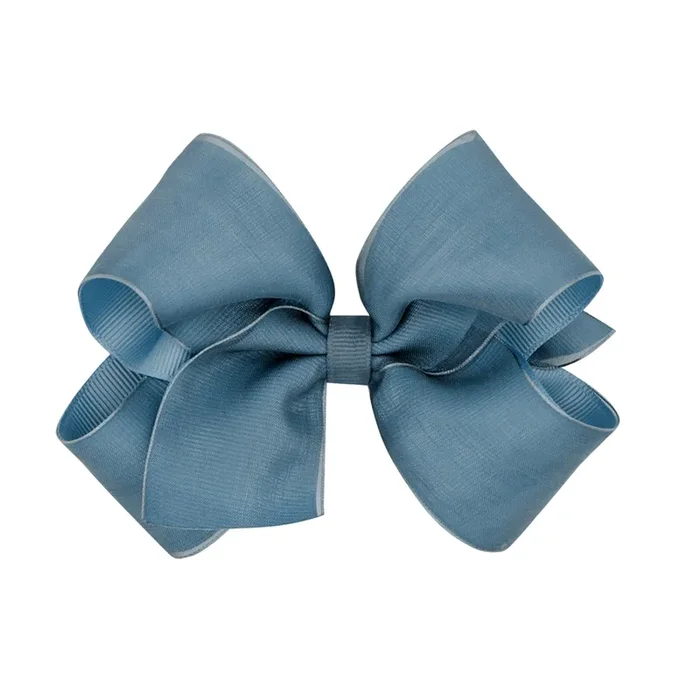 Organza Overlay Bow Medium – Denim Blue