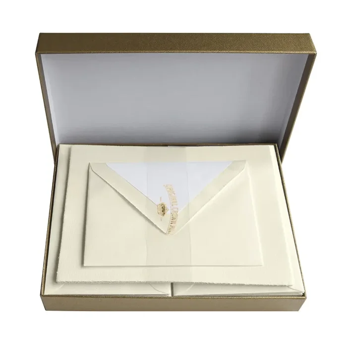 Original Crown Mill Classic Laid Deckle Edge Boxed Set – A5 Sheet, Cream