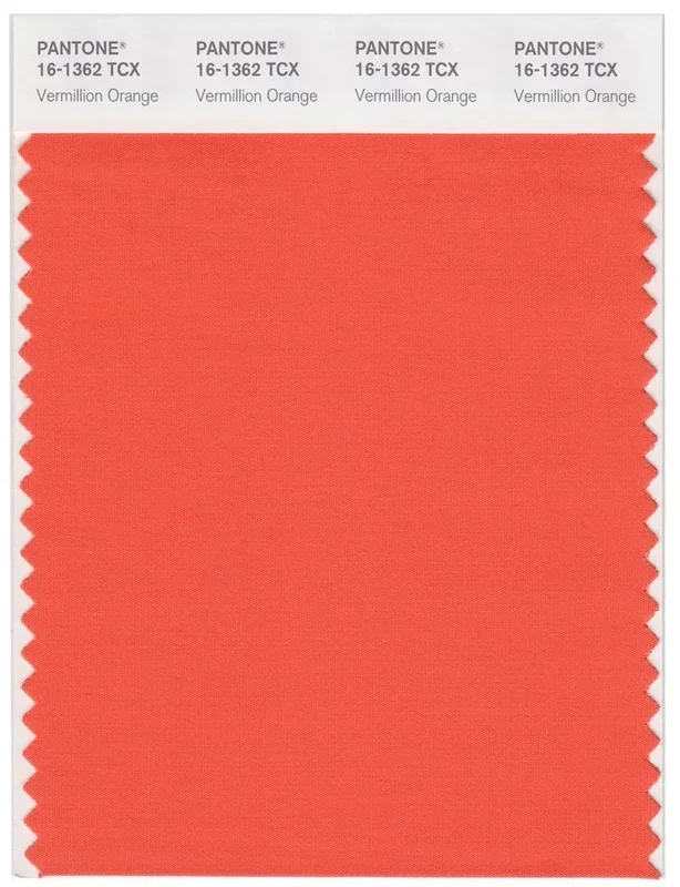 Pantone Smart 16-1362 TCX Color Swatch Card | Vermillion Orange