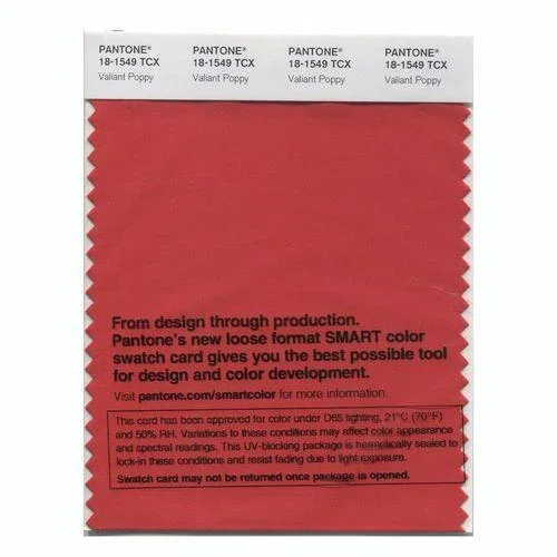 Pantone Smart 18-1549 TCX Color Swatch Card | Valiant Poppy