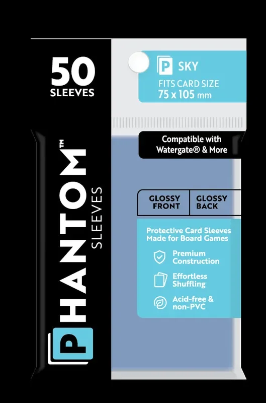Phantom Sleeves: “Sky Size” (75mm x 105mm) – Gloss/Gloss (50)