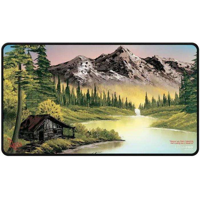 Playmat: Black Stitched- Bob Ross Mountain Retreat