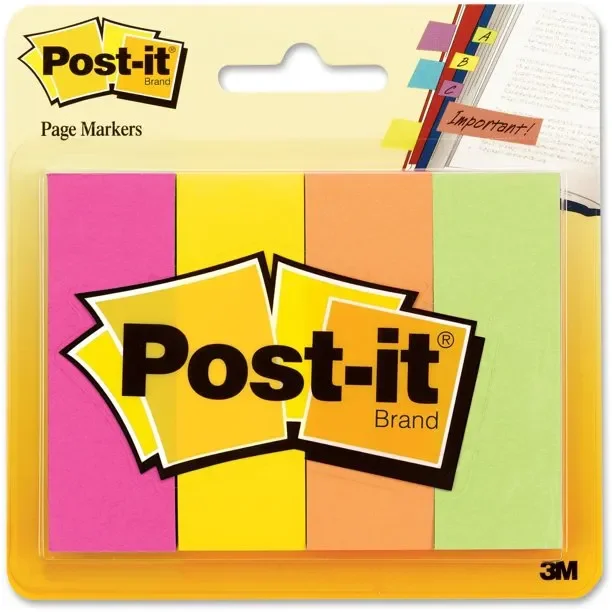 Post It Page Markers 1″ x 3″, 4 Colors