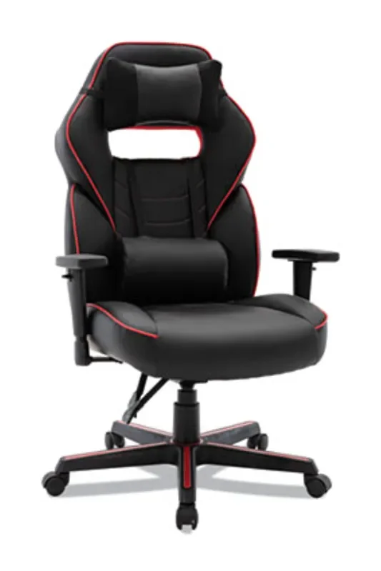 Racing Style Ergonomic Gaming Chair, Supports 275 lb. Black Leather by Alera