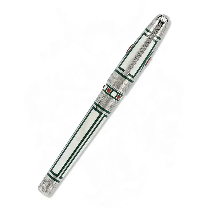 S.T. Dupont Medici Sterling Silver with Green Pattern LE Fountain Pen