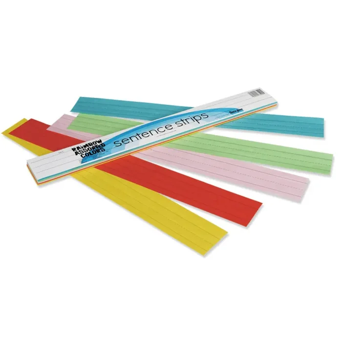 Sentence Strips, Assorted Colors, 3″ x 24″, 100 Pack
