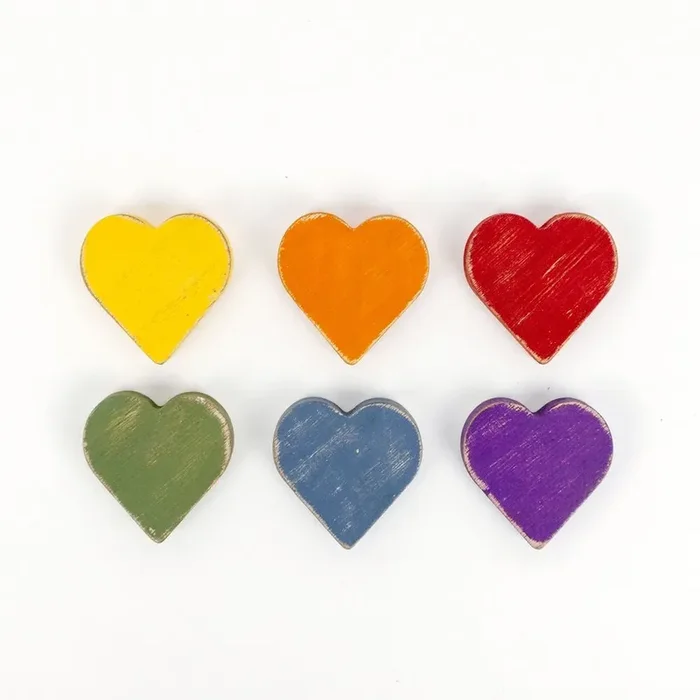 Small Rainbow Hearts Cutouts (Set of 6)