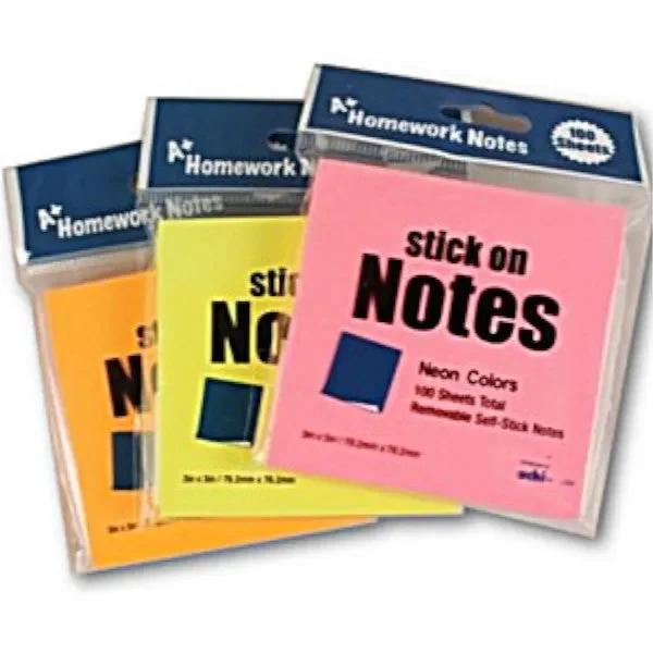 Sticky Notes 3″ x 3″ Neon 100 Sheets