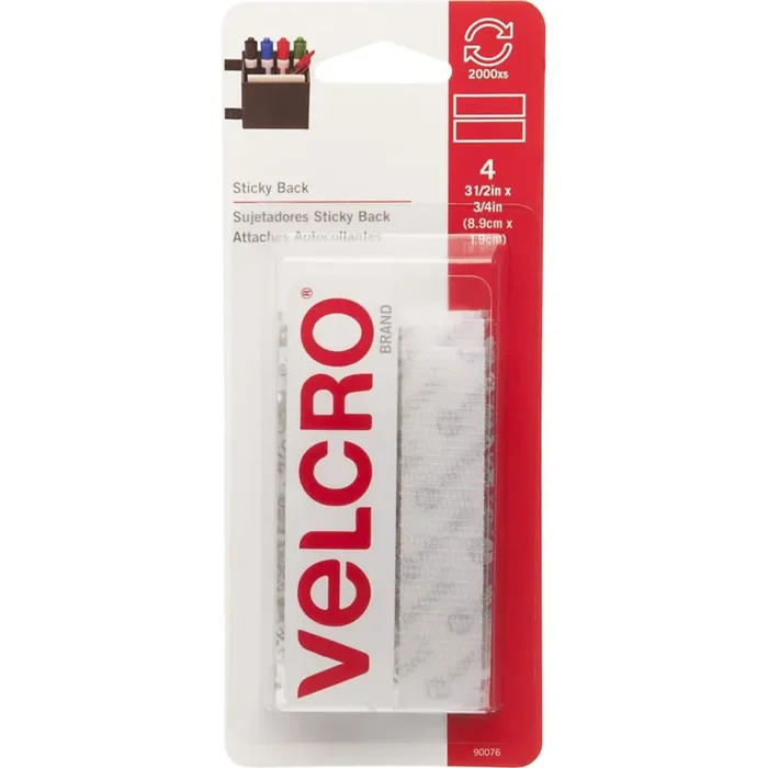 Velcro Sticky Back Tape .75″ x 3.5″ 4/Pkg