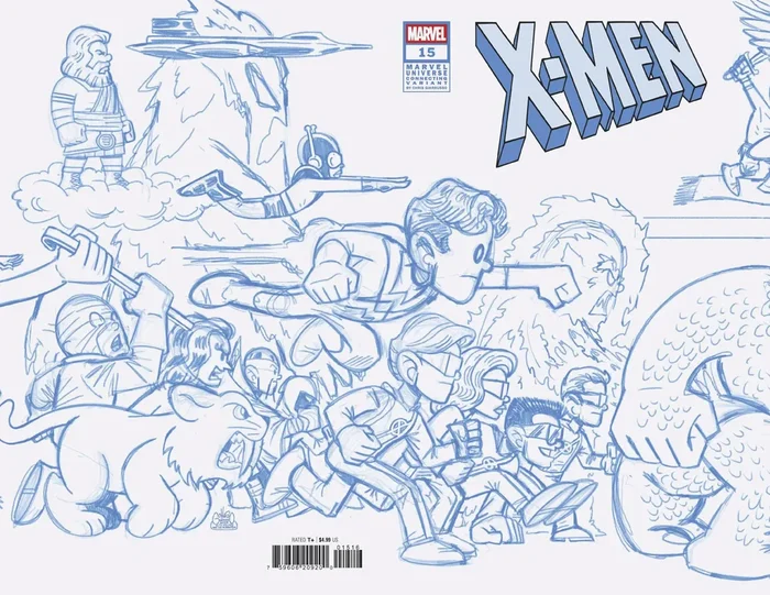 X-Men #15 Chris Giarrusso Marvel Universe Connecting Blue Line Sketch Wrap Variant O